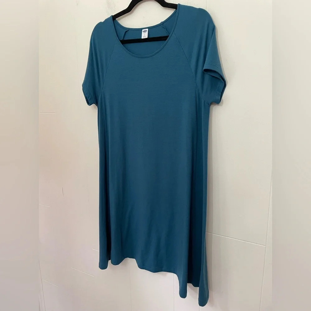 Old Navy Bundle Of 2 Jersey Knit Dresses ~ Teal & Coral ~ Women’s Size Large - Picture 2 of 16